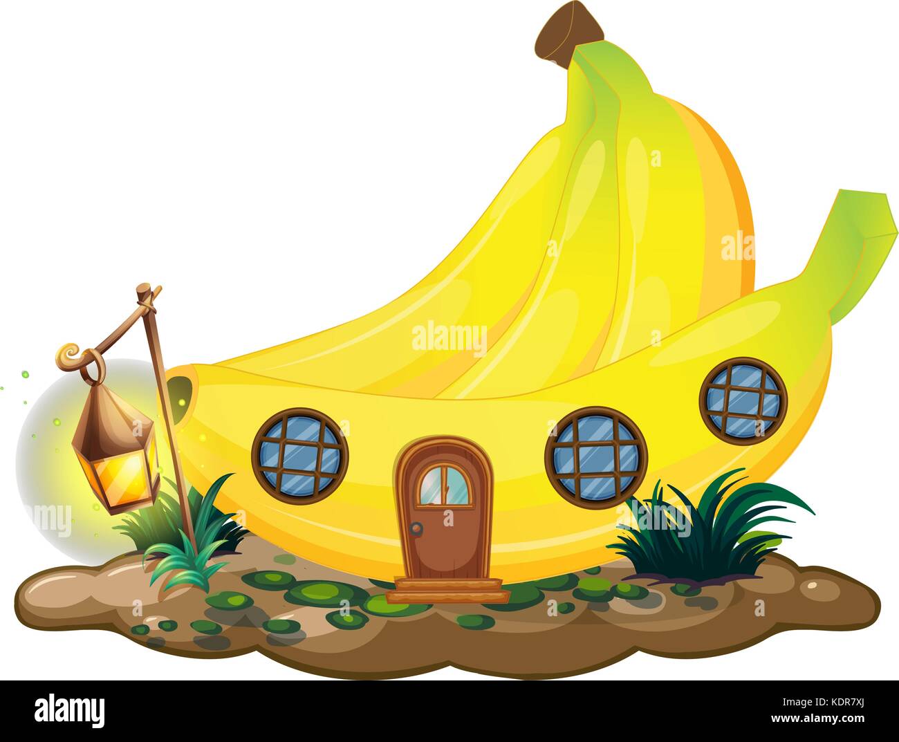 Banana house with lantern illustration Stock Vector Image & Art Alamy