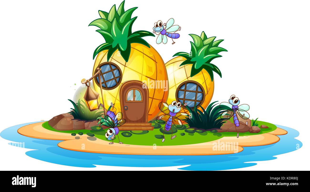 Pineapple house on island illustration Stock Vector Image & Art Alamy