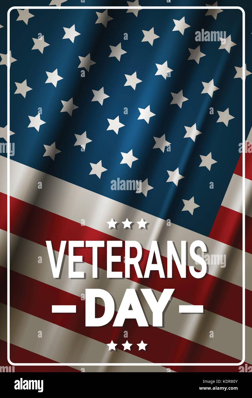 Veterans Day Celebration National American Holiday Banner Over Usa Flag ...