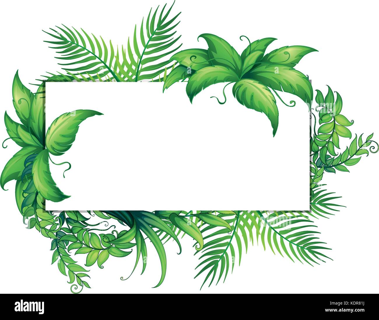 Border template with green leaves illustration Stock Vector Image & Art ...