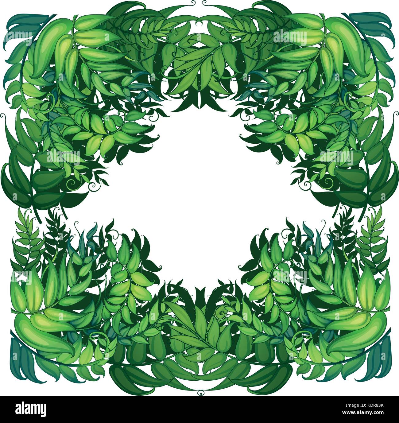 Border template with green leaves illustration Stock Vector Image & Art