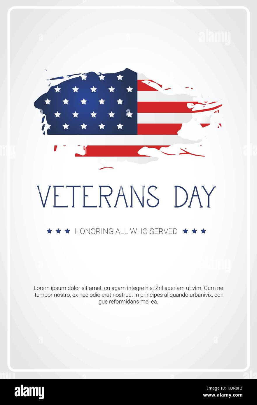 Veterans Day Celebration National American Holiday Banner Over Usa Flag ...