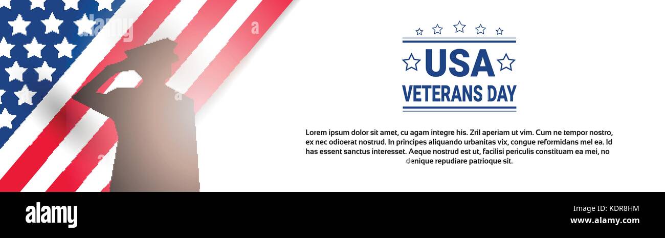Veterans Day Celebration National American Holiday Banner With Soldier ...