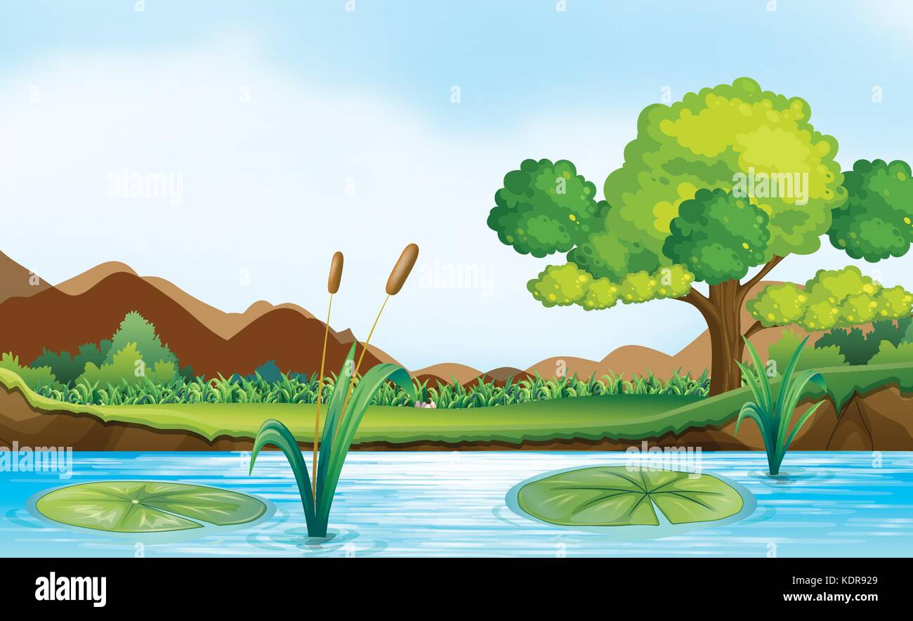 Scene with river and park illustration Stock Vector Image & Art - Alamy