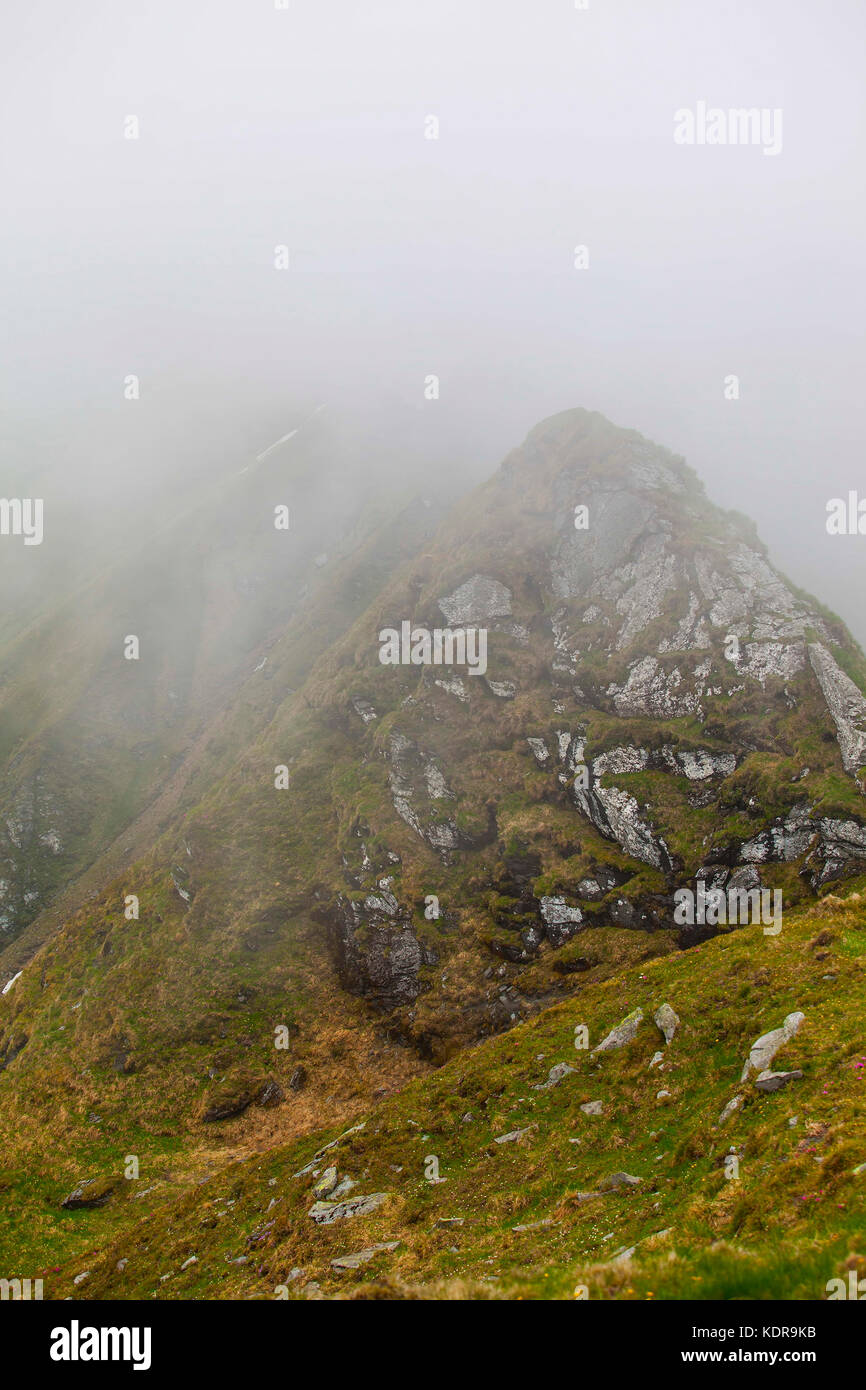 Beautiful scenic foggy mountain landscape , misty mountain peaks Stock ...