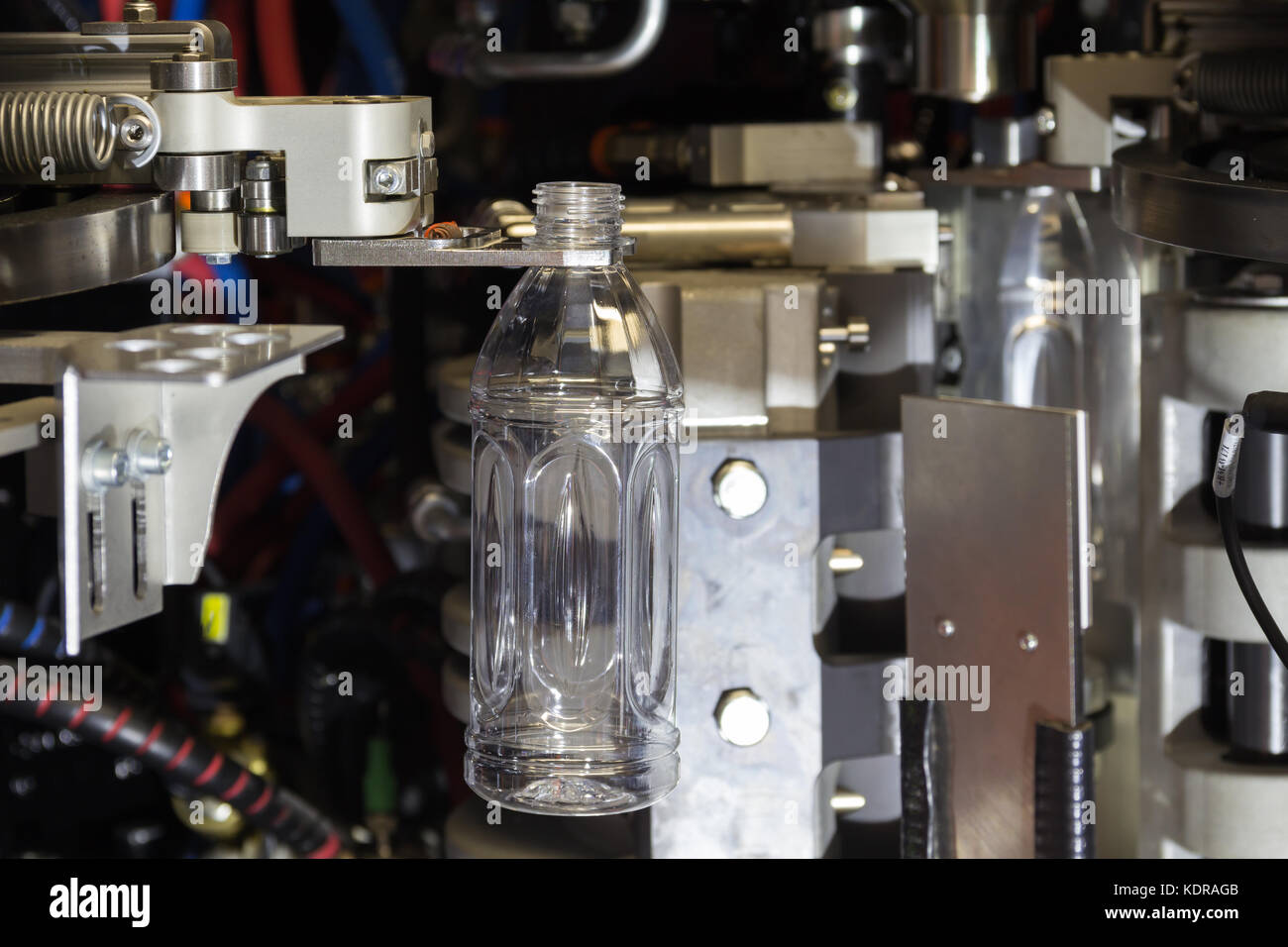 PET bottles blowing. The plastic bottle blowing machine.Heating process