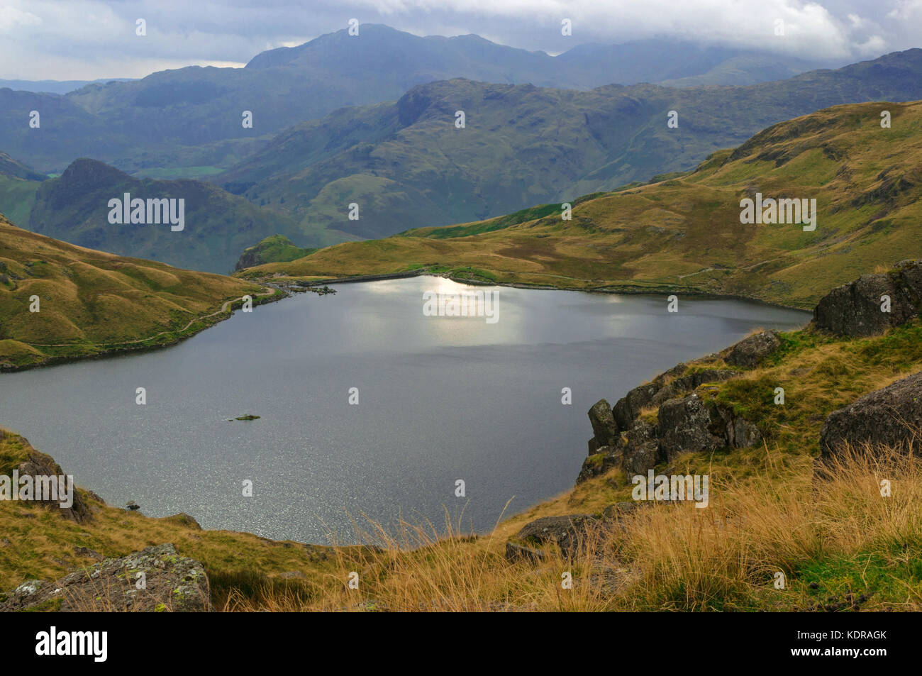 Stickle tarn Langdale Pikes Cumbria Stock Photo