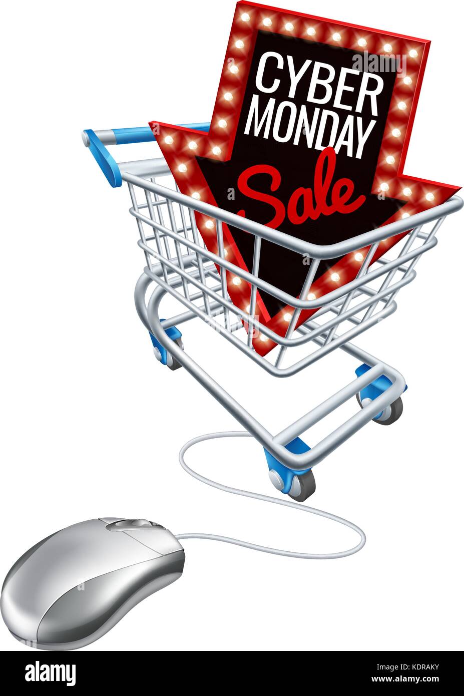 Cyber Monday Sale Online Trolley Computer Mouse Stock Vector