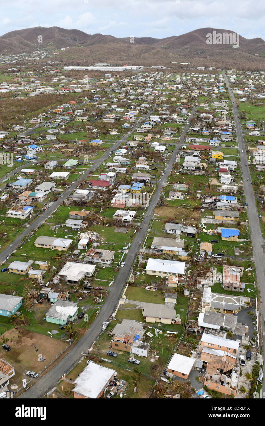 Aerial view of the damage caused by Hurricane Maria September 30, 2017 in St. Croix, U.S. Virgin