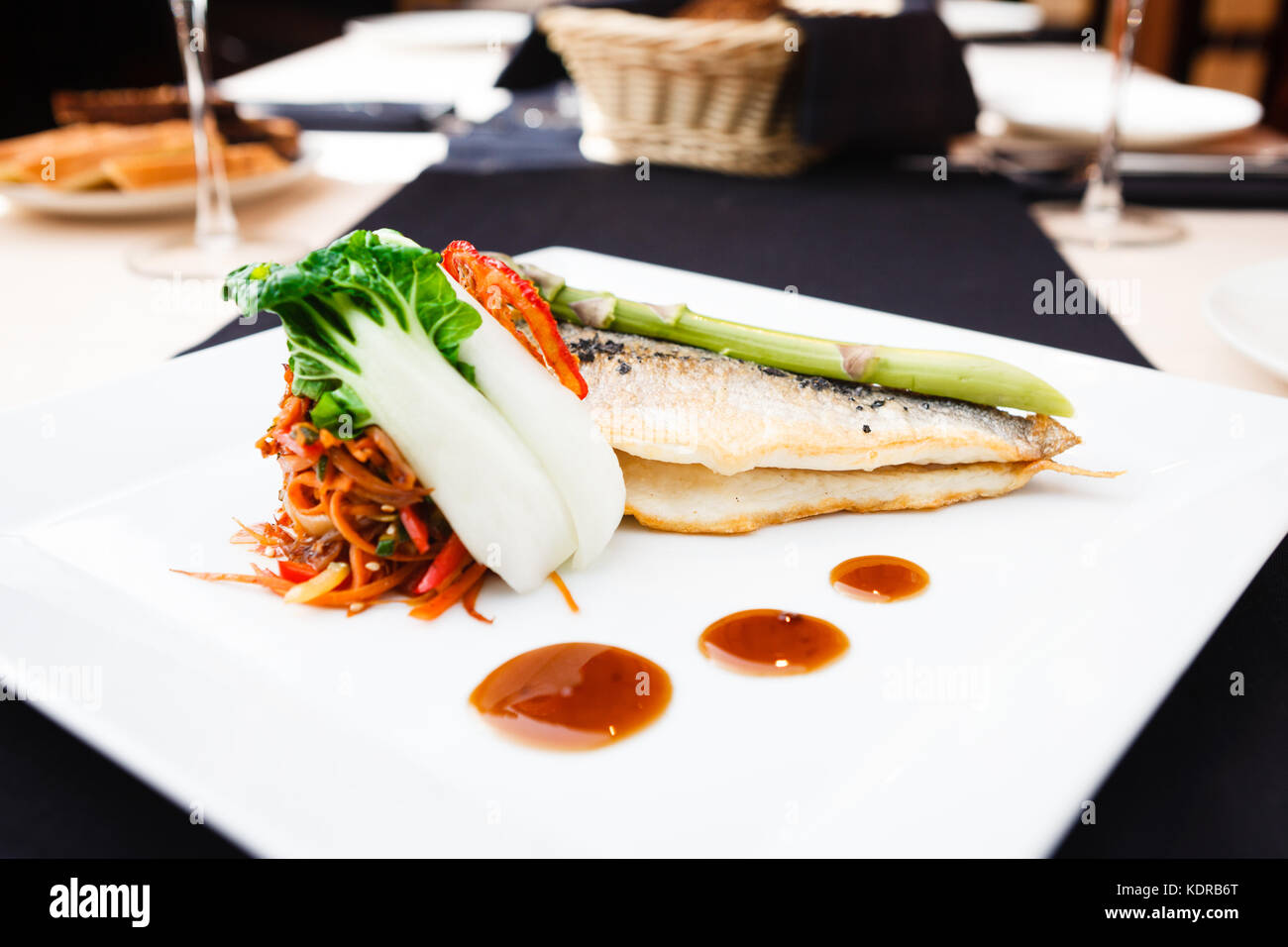 Bream fish with vegetables Stock Photo