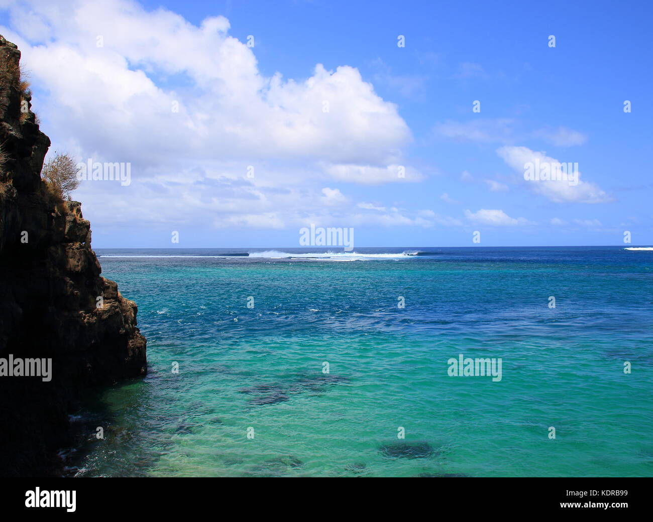 The sea off the Indian Ocean island of Mauritius in landscape format ...
