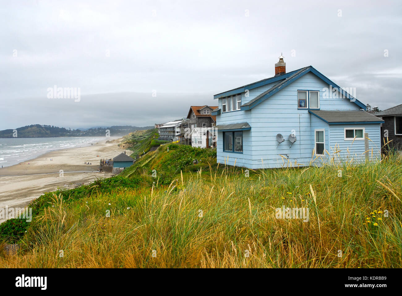 Houses on the Pacific ocean, Oregon, USA Stock Photo