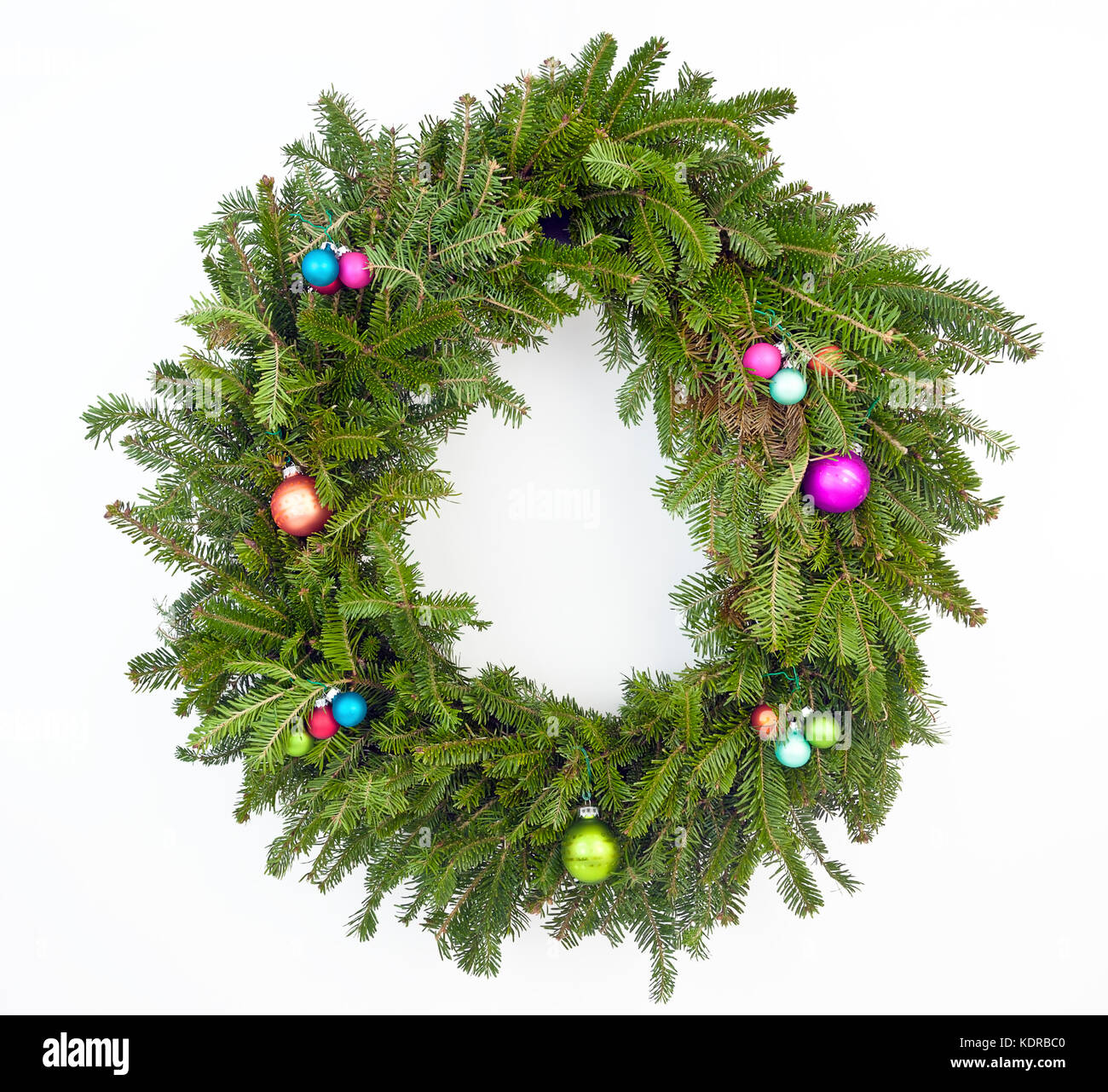 Simple Christmas wreath set with ornaments. Isolated. Stock Photo