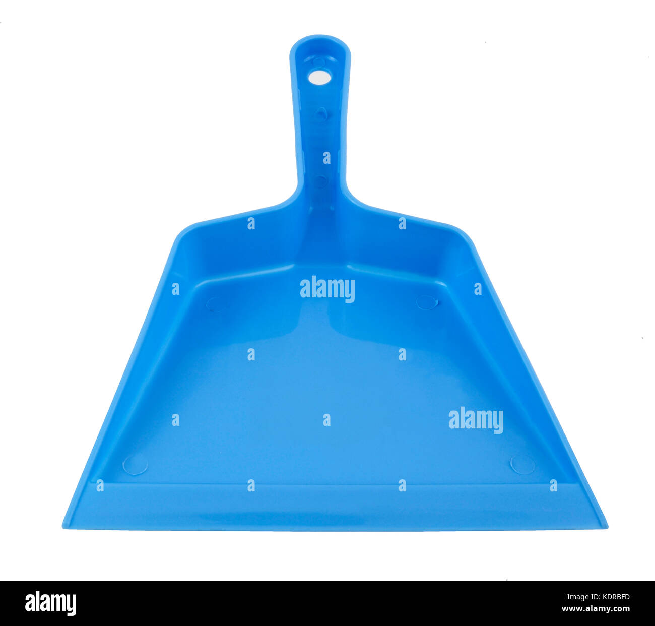 Simple inexpensive blue plastic dustpan. Isolated. Stock Photo