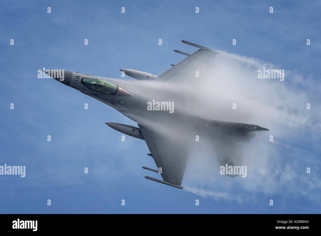 Norwegian air force F-16 high G turn Stock Photo