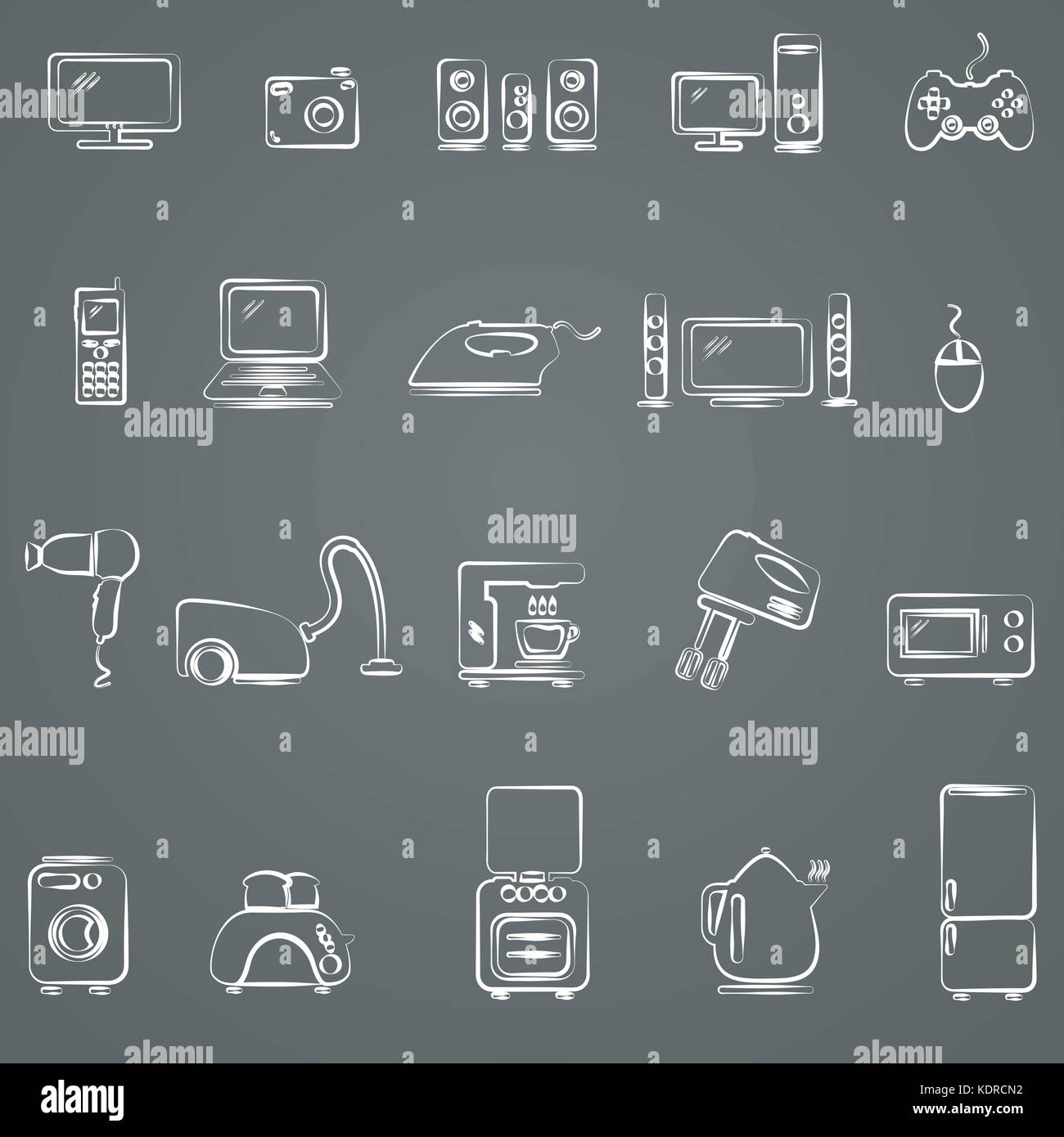 Home appliances. Drawing icons set. Vector eps 8 Stock Vector