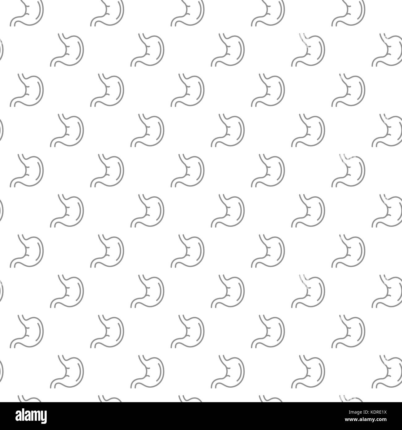 Unique stomach seamless pattern with various icons and symbols on white ...