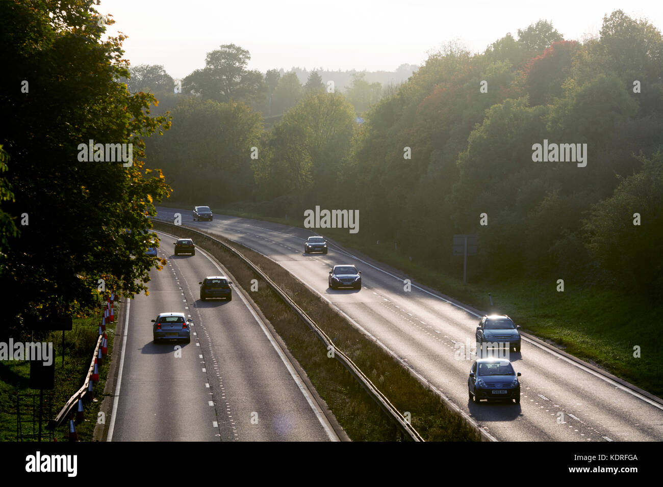 Light traffic on the A46 road, Warwick, UK Stock Photo