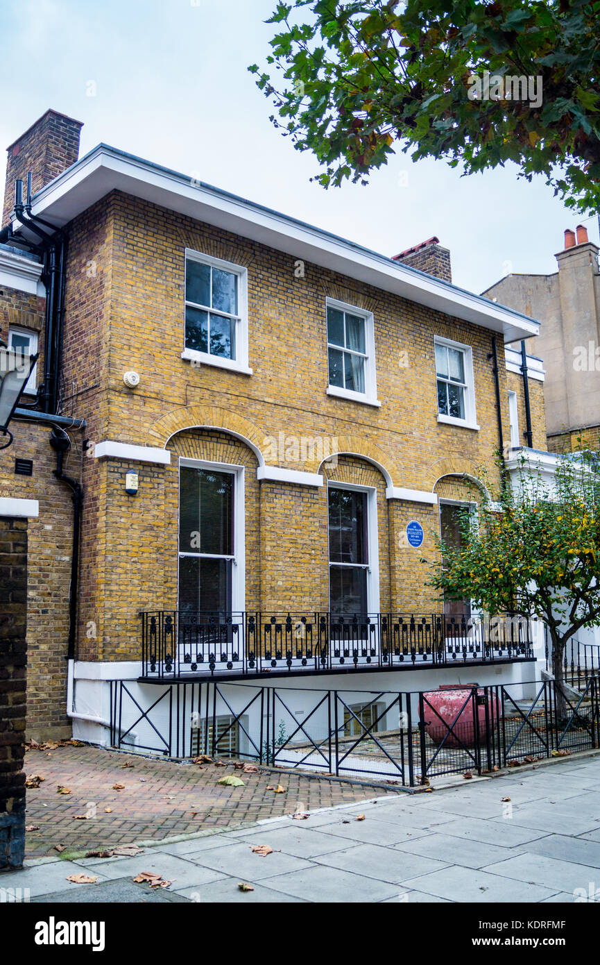 Blue plaque on Georgian villa, former home of Sir Joseph Bazalgette, Hamilton Terrace, London NW8, England Stock Photo