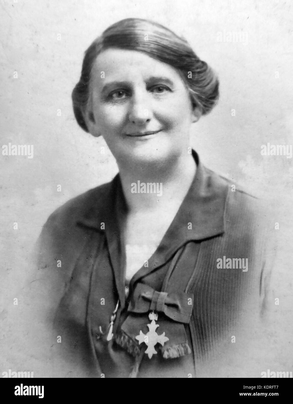 LAURA ANNIE WILSON (1877-1942) English engineer and suffragette with her MBE awarded in 1918 Stock Photo