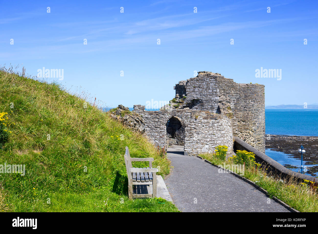 Castle ruins in Aberystwyth Ceredigion Wales UK Stock Photo