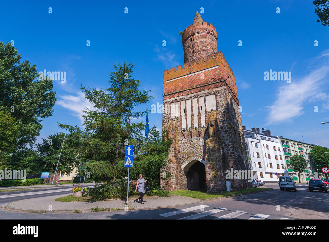 14th century city gate called Banska Gate building in Gryfino town, West Pomeranian Voivodeship in Poland Stock Photo