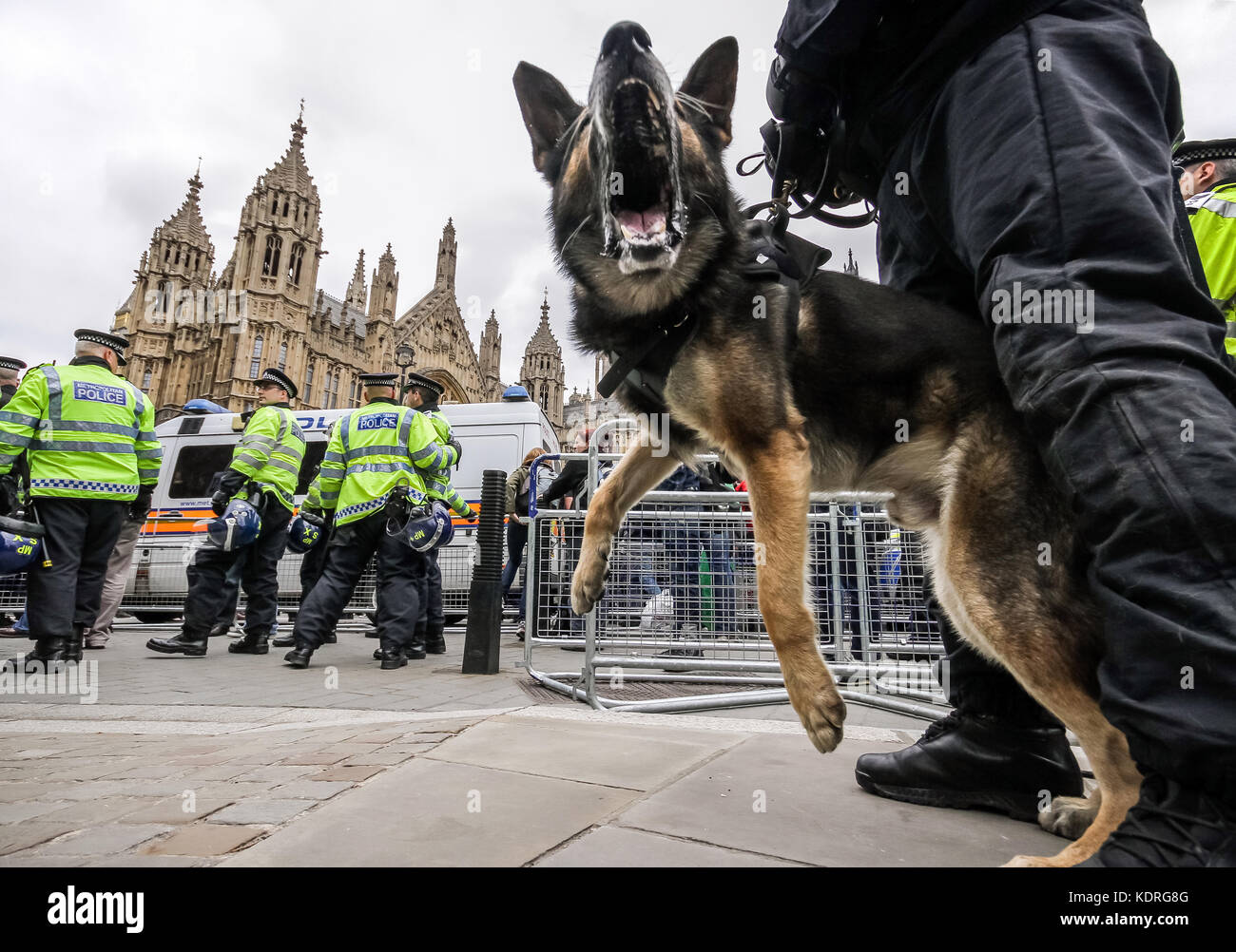 British Nation Party (BNP) supporters clash with anti-fascists in London, UK. Stock Photo