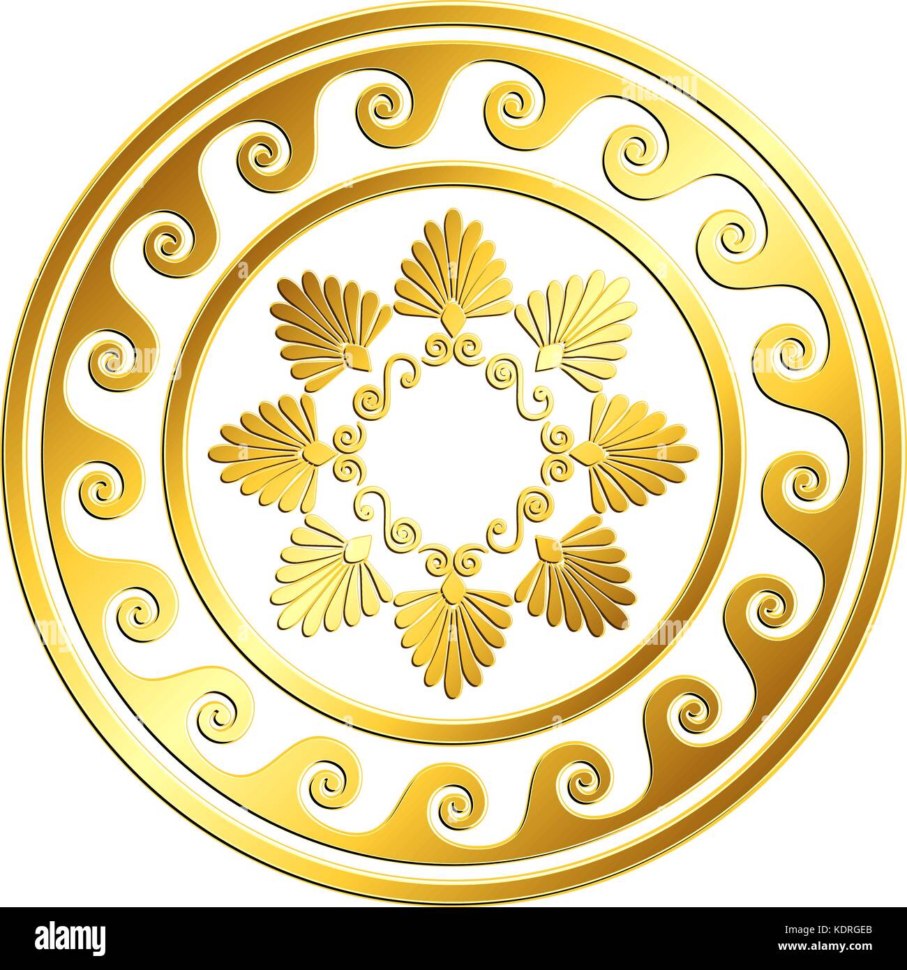 Traditional vintage gold Greek ornament, Meander Stock Vector Image