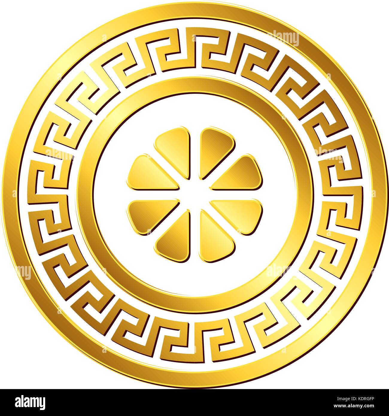 Traditional vintage gold Greek ornament, Meander Stock Vector Image
