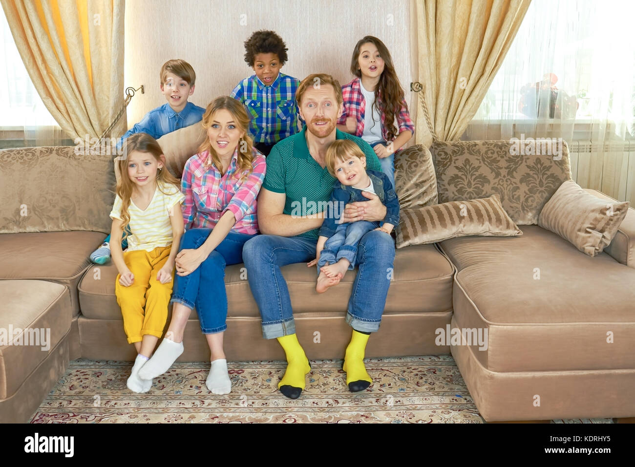 Family watching tv. Stock Photo
