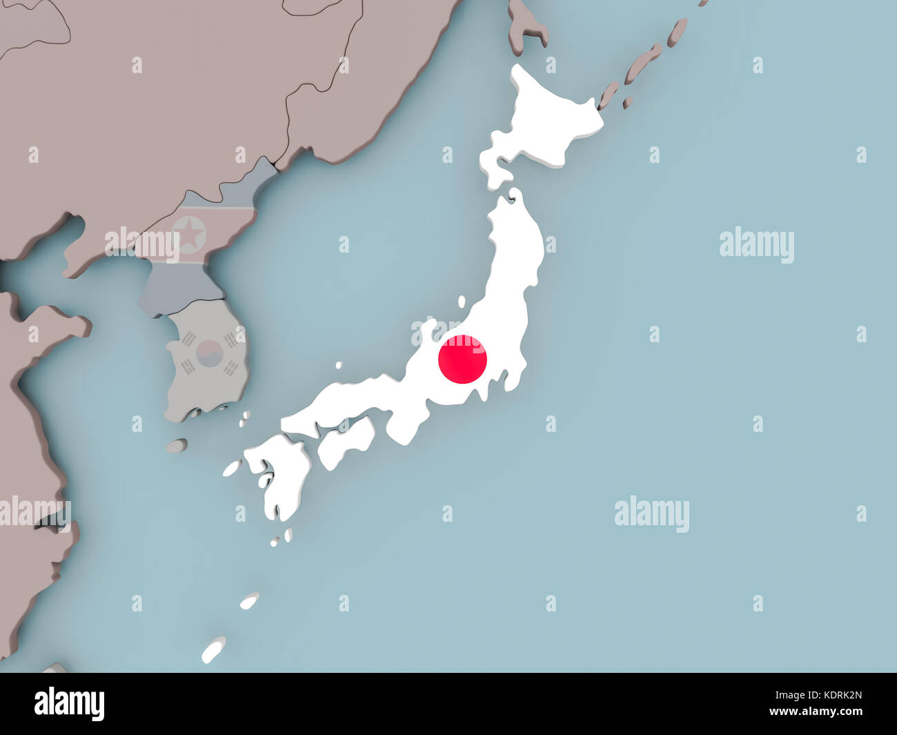 Japan with national flag on political globe. 3D illustration Stock ...