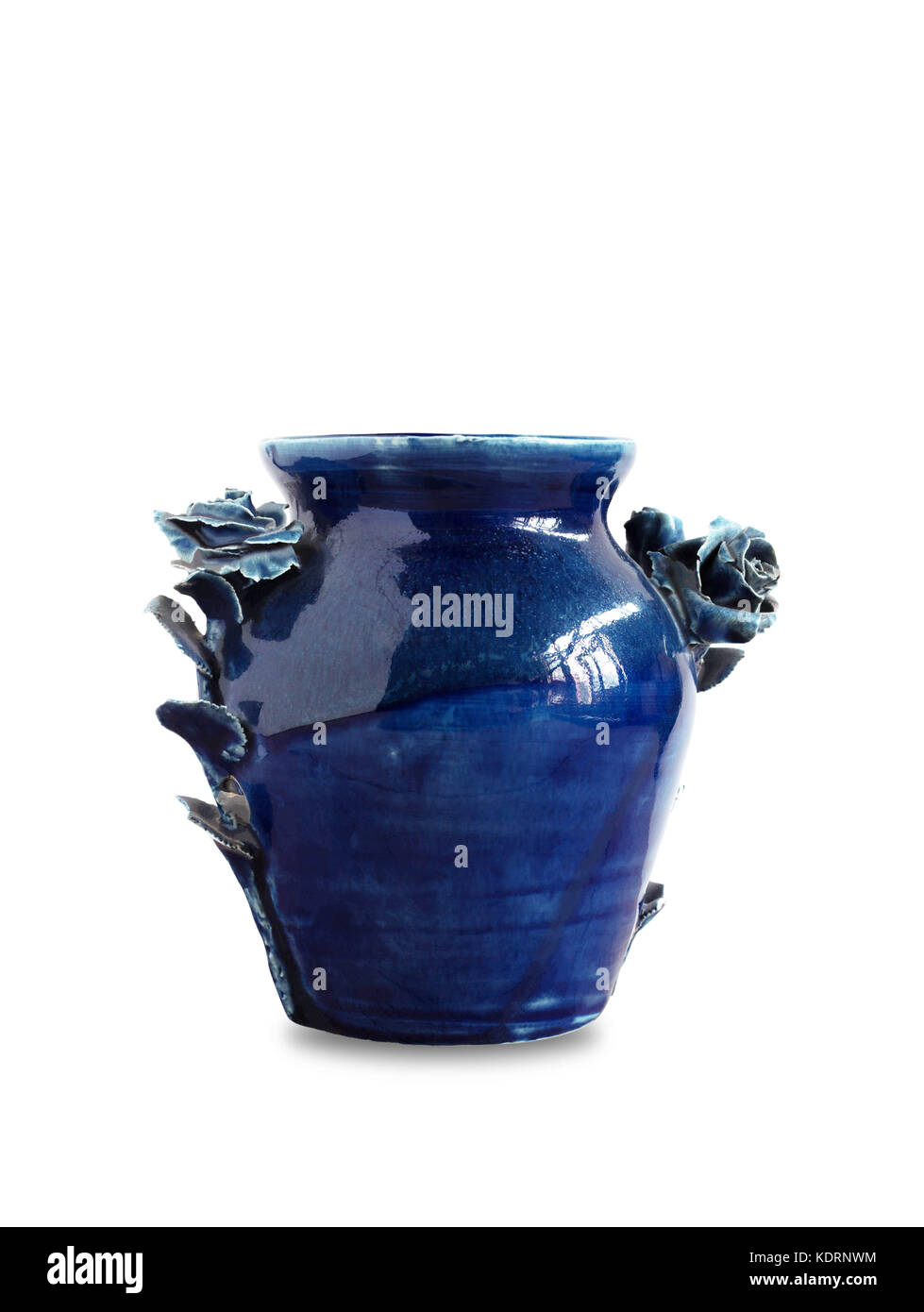 blue ceramic vase on a white background Stock Photo - Alamy