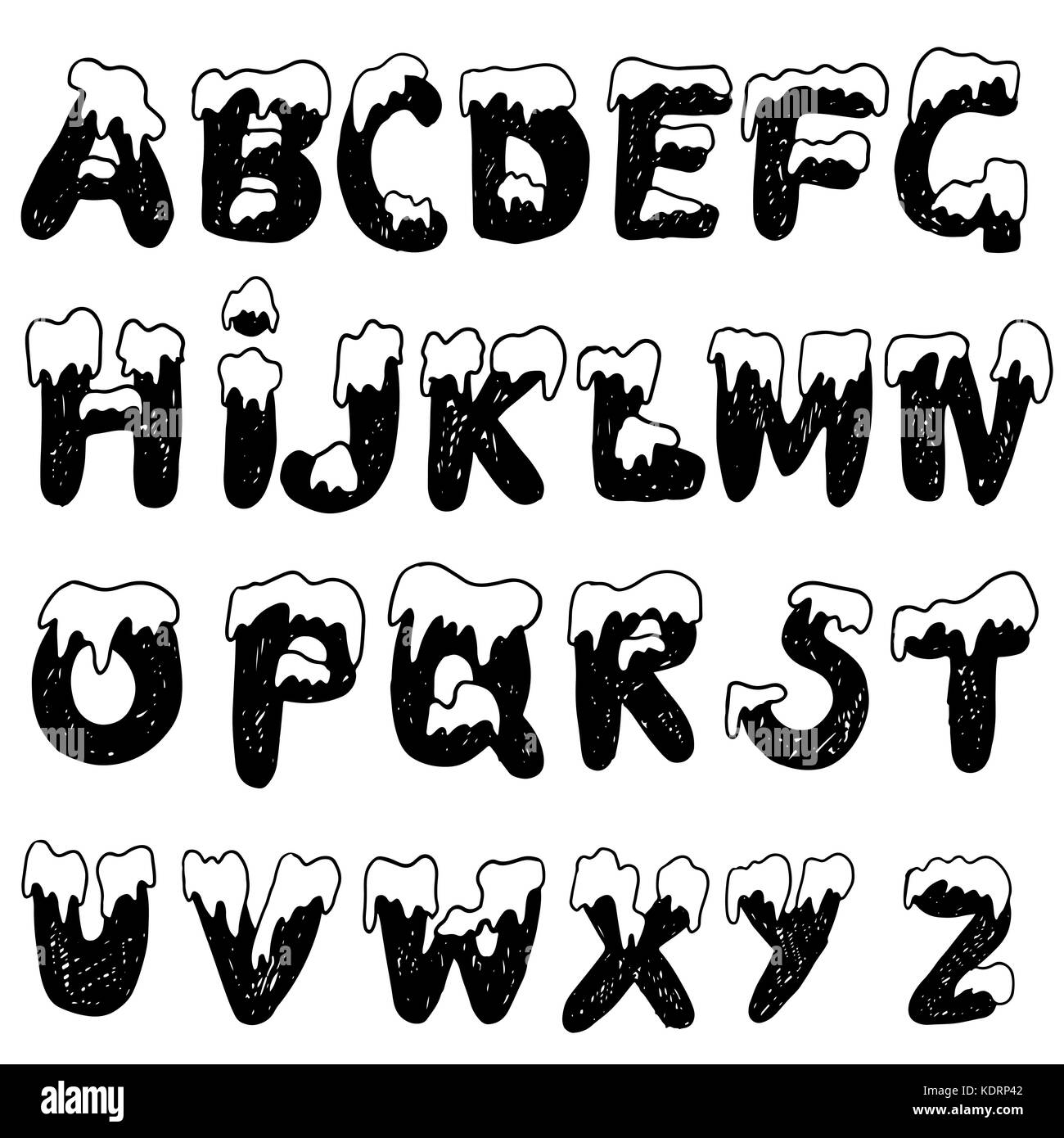 Christmas Snowy Alphabet Christmas Font With Snow Handdrawn Lettering Christmas Snowy Alphabet Christmas Font With Snow Handdrawn Lettering KDRP42