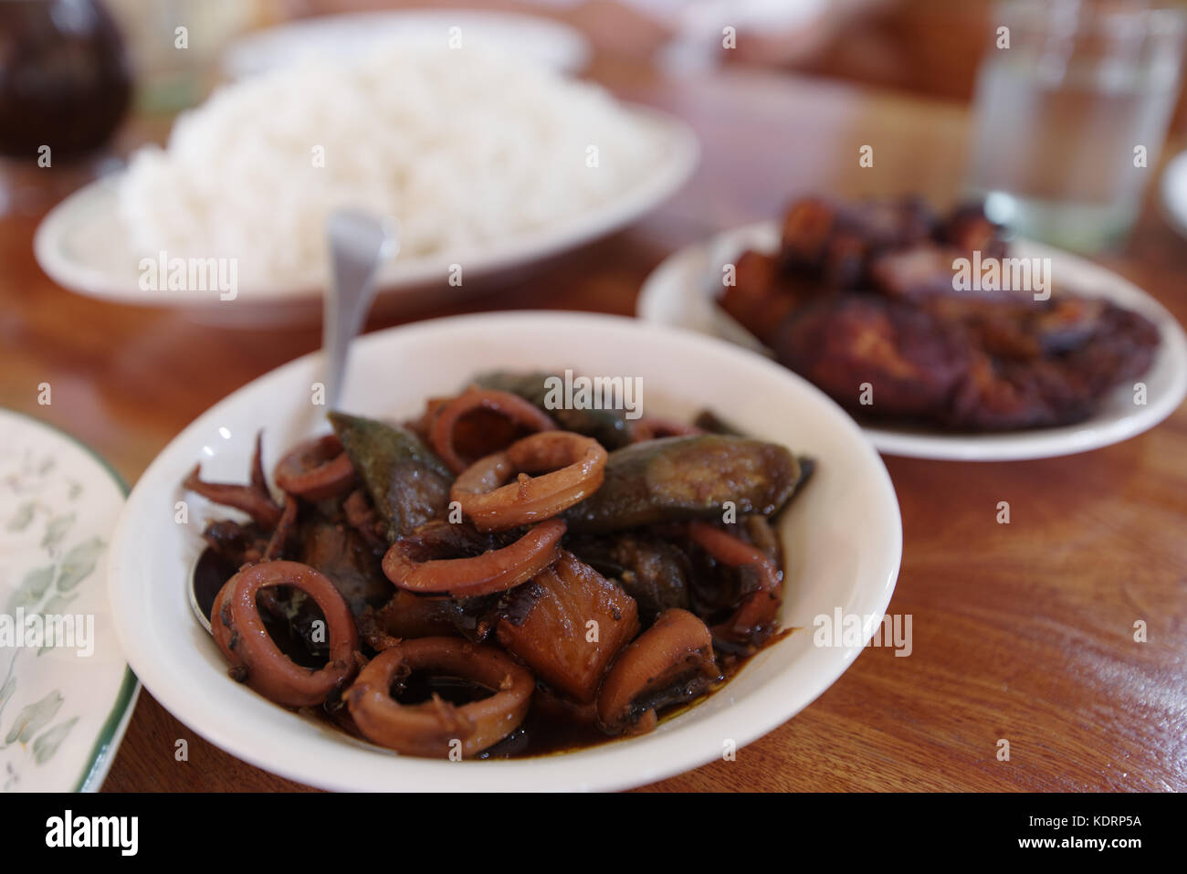 traditional food squid adobo, Philippines Stock Photo