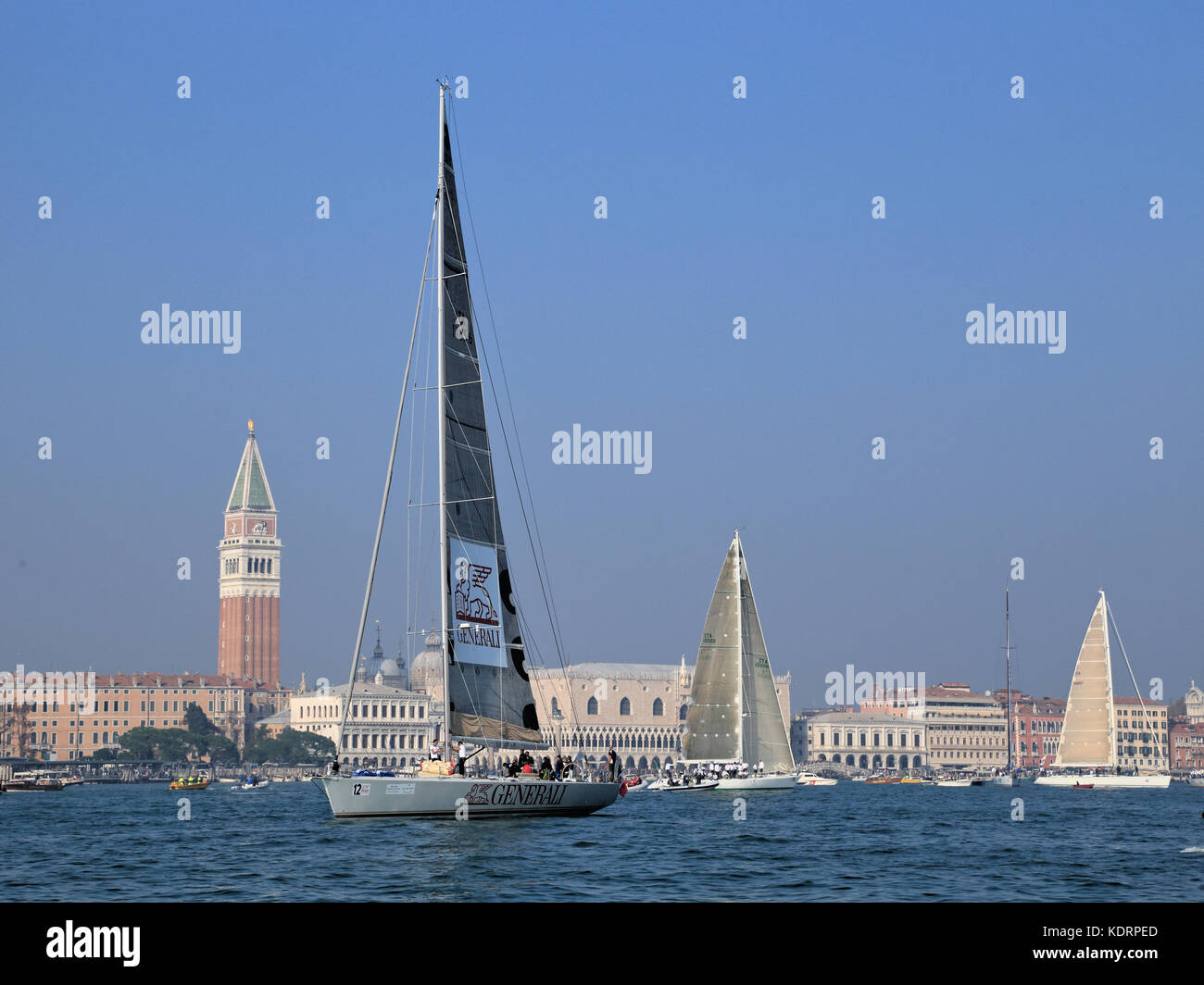 Sailing yacht racing 'Venice Hospitality Challenge' and 'Regata La Veleziana' 2017. Maxi yacht Anemos. Stock Photo