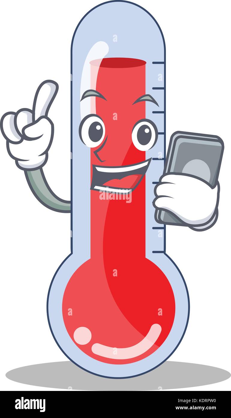 With phone thermometer character cartoon collection Stock Vector Image