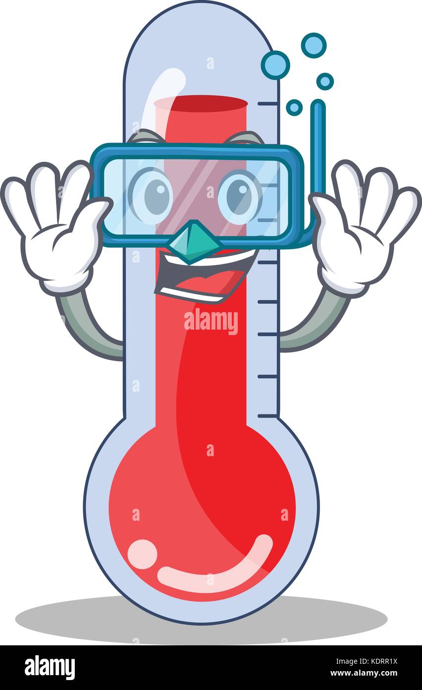 Diving thermometer character cartoon collection Stock Vector
