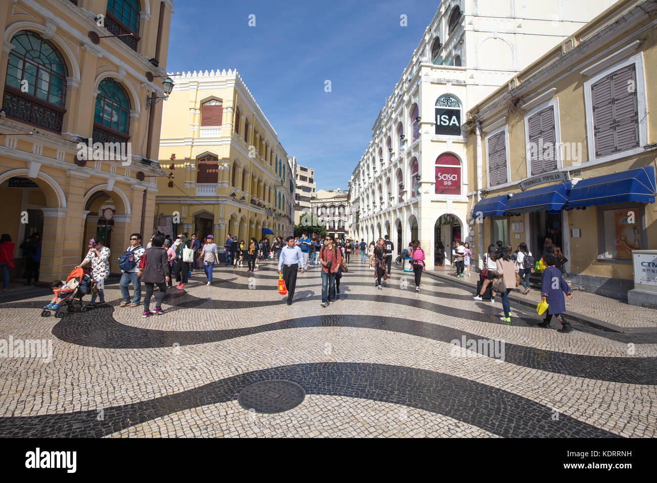 Macao,china - feb,17,2017:The Senado Square, or Senate Square is a paved town square in Macau, China and part of the UNESCO Historic Centre of Macau W Stock Photo