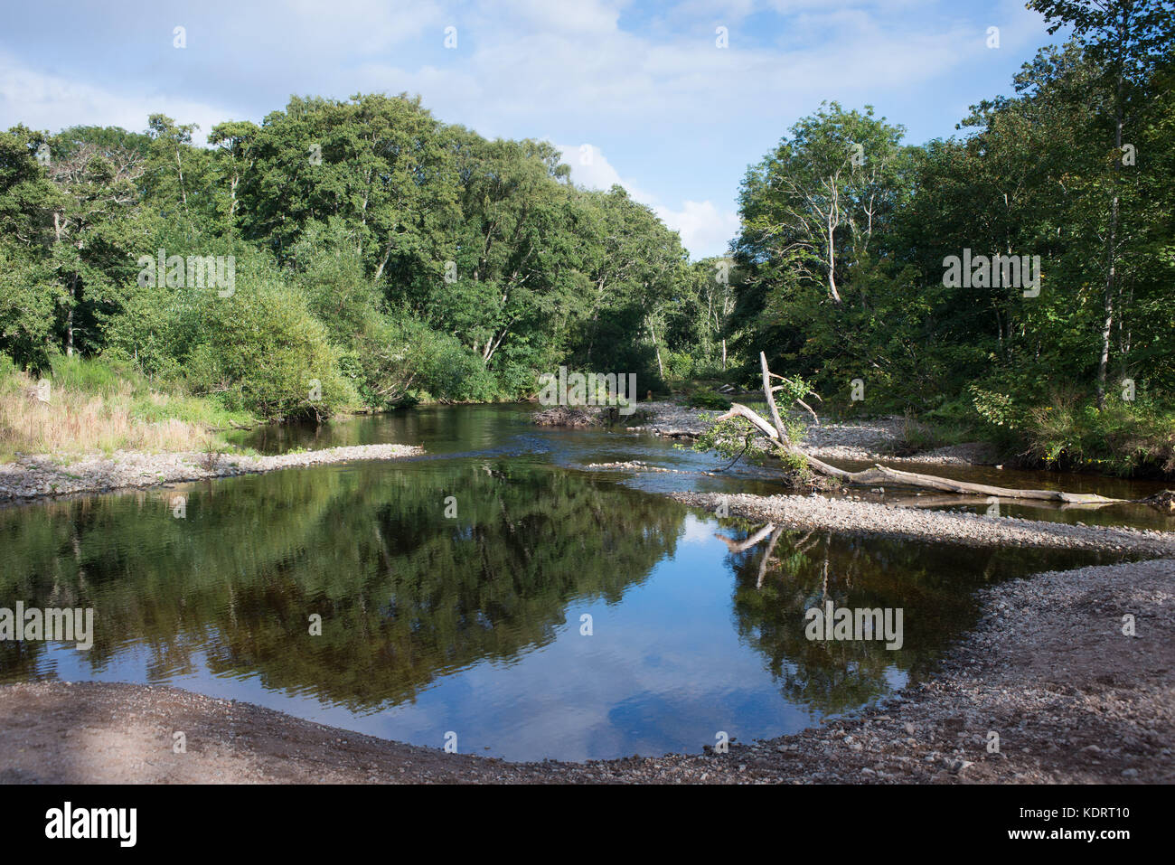 River Enrick in  Urquhart Bay Woods near Drumnadrochit, Scotland.  Summer. Stock Photo