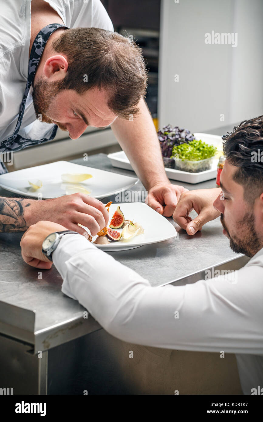 Chefs are brainstorming, they create a new design for appetizer dishes ...