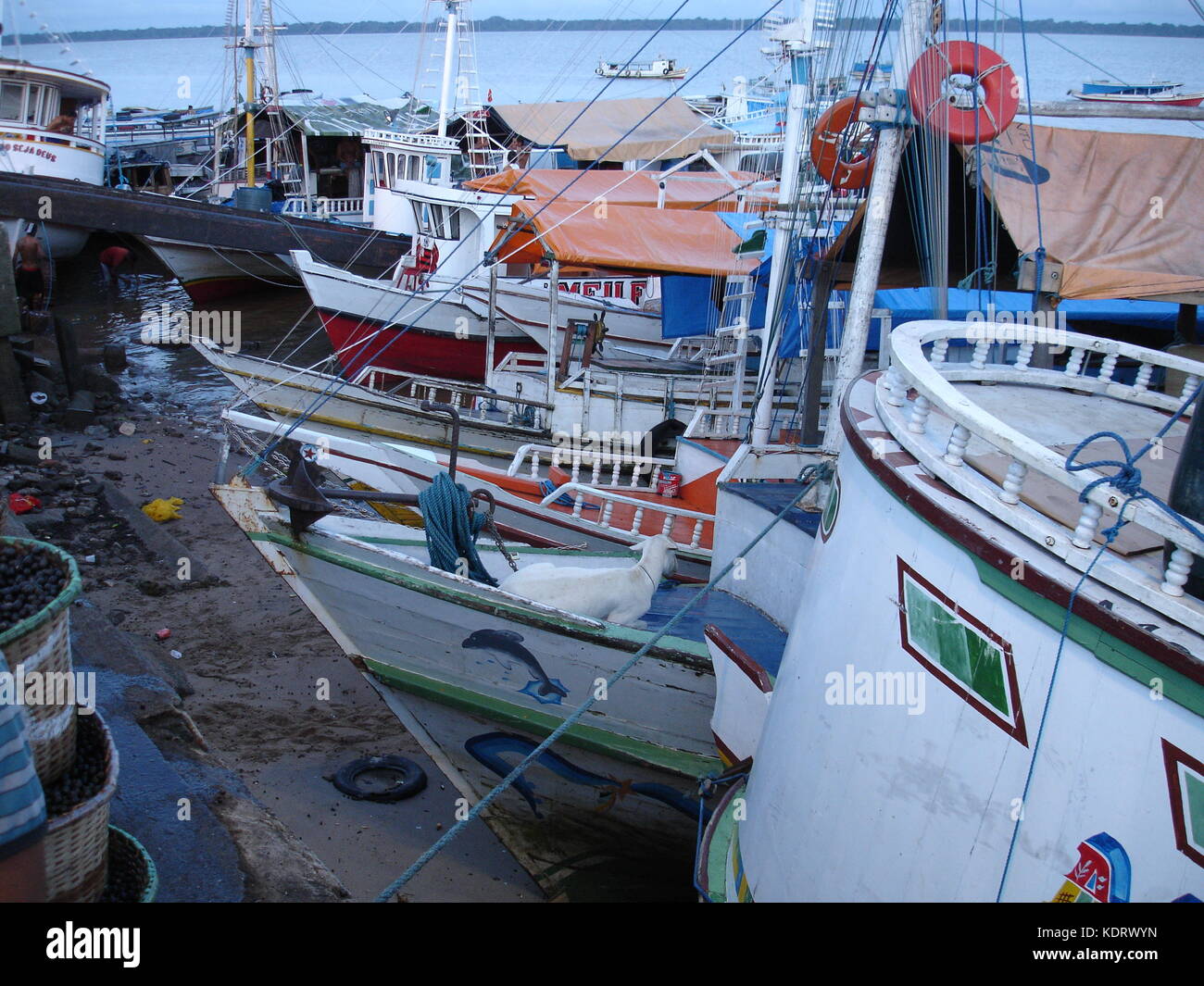Viw of the boats from acai market in Belem, Brazil Stock Photo