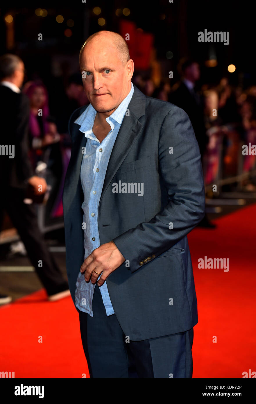 Woody Harrelson attending the premiere of Three Billboards Outside Ebbing, Missouri at the closing gala of the BFI London Film Festival, at the Odeon Leicester Square, London. Stock Photo