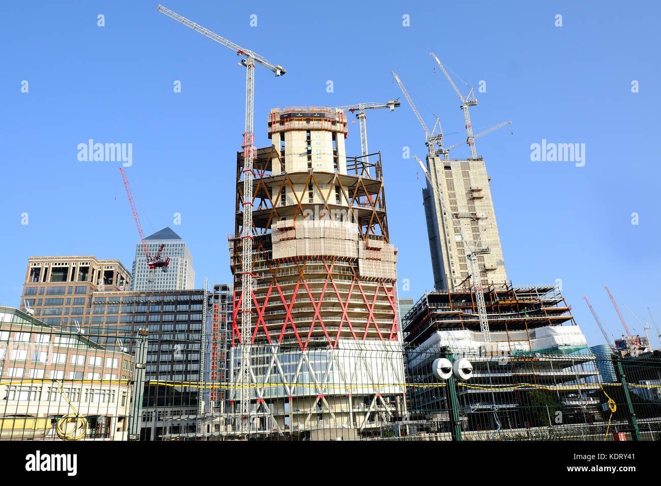 Construction at Canary Wharf East London, offices and serviced apartments being built as part of