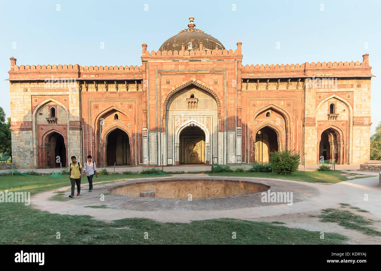 New Delhi, India, October 01.2015: Students going to school near Qila-i-kuhna Mosque At Purana Quila, New Delhi Stock Photo