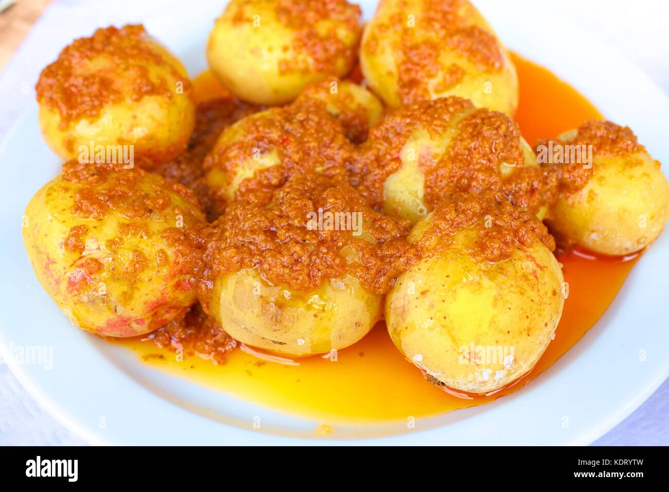 Papas Arrugadas Tapas, Las Palmas de Gran Canaria, Gran Canaria, Canary Islands, Spain, Atlantic Ocean, Europe Stock Photo
