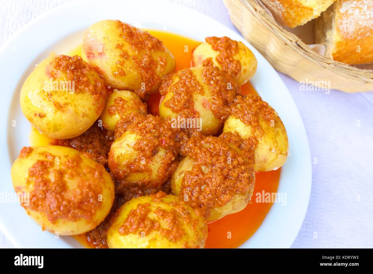 Papas Arrugadas Tapas, Las Palmas de Gran Canaria, Gran Canaria, Canary Islands, Spain, Atlantic Ocean, Europe Stock Photo