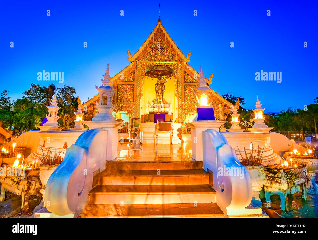 Wat Phra Singh Woramahaviharn located in the western part of the old city center of Chiang Mai,Thailand, Asia Stock Photo