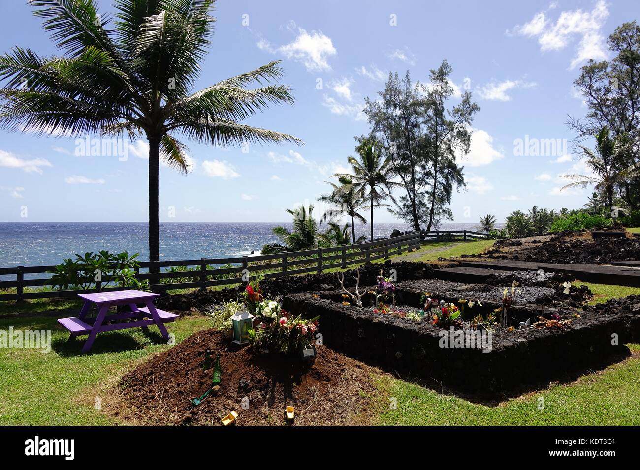 Hawaiian cemetery at Waianapanapa State Park, off the Hana Highway