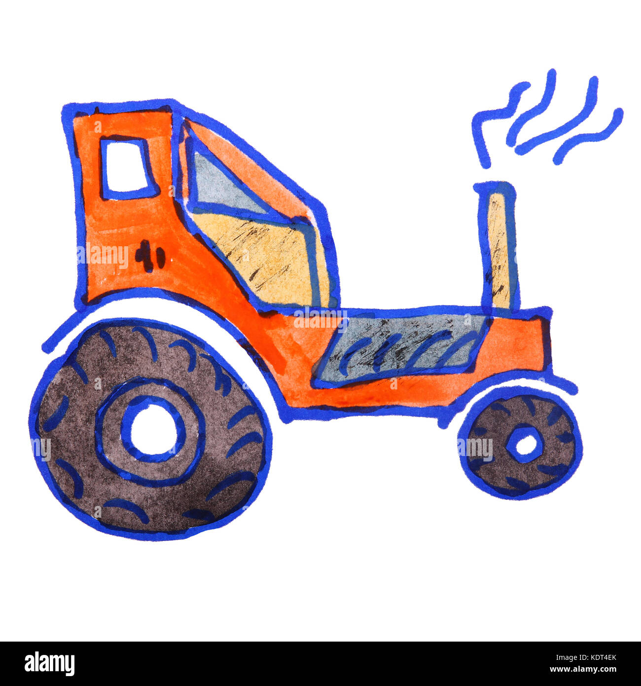 watercolor drawing kids cartoon tractor on a white background Stock Photo -  Alamy