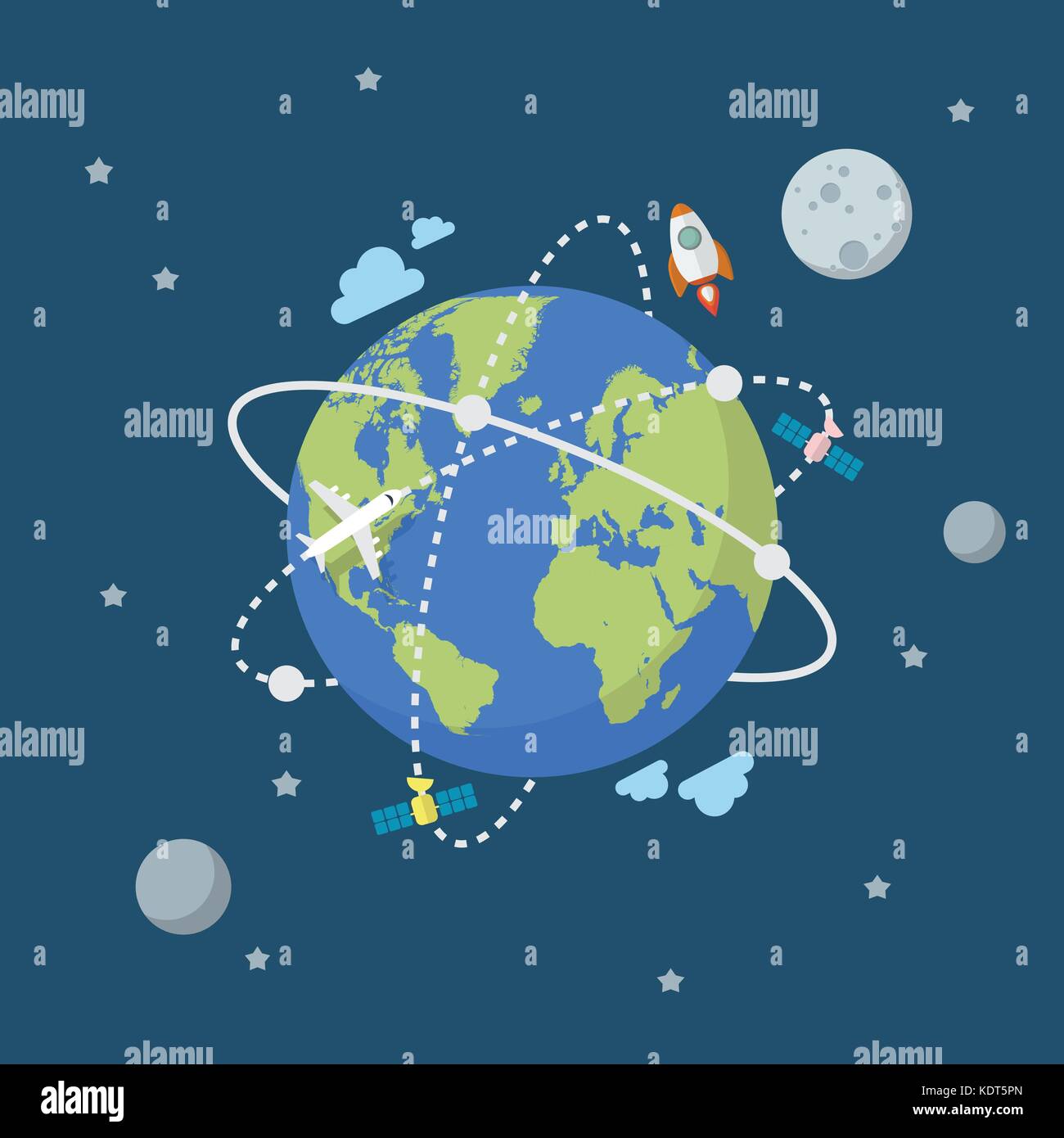 Global network connection in flat style. Vector illustration Stock Vector